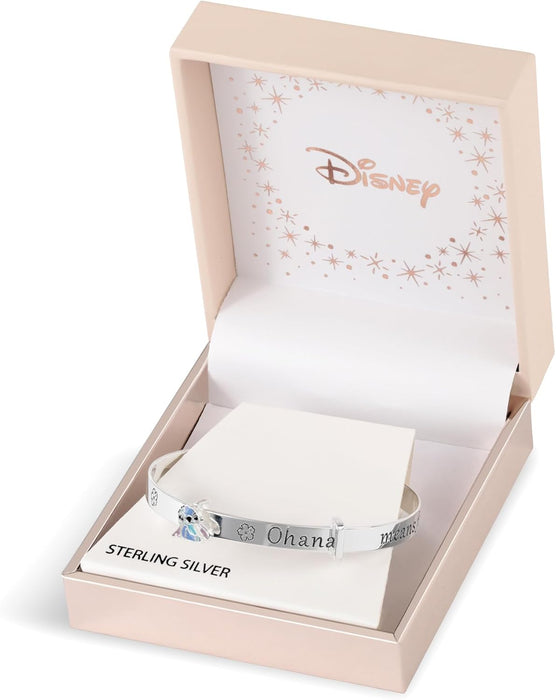 Stitch Girls Sterling Silver Ohana Means Family Bangle Bracelet