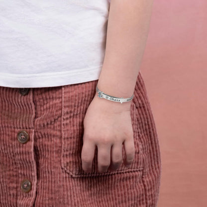 Stitch Girls Sterling Silver Ohana Means Family Bangle Bracelet