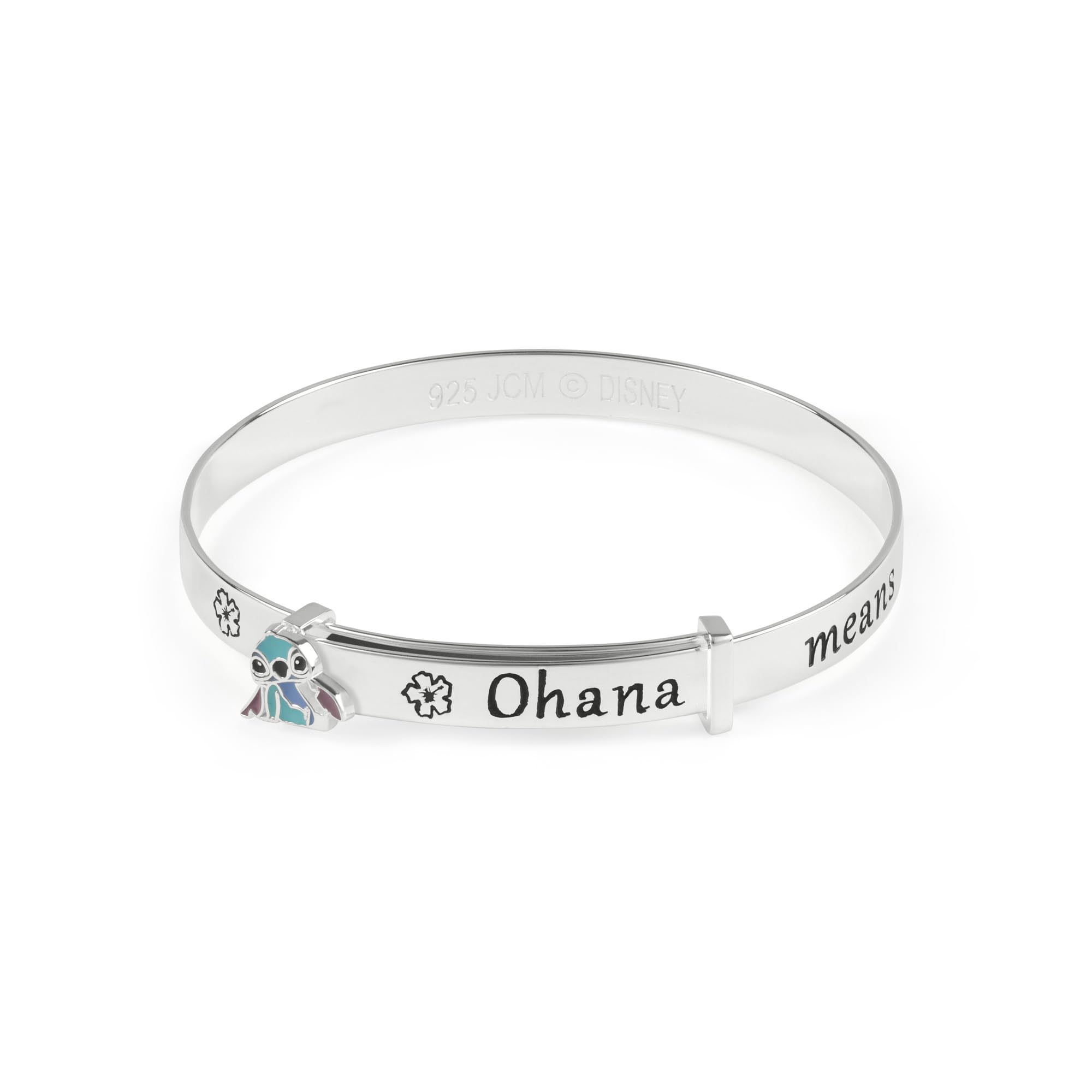 Stitch Girls Sterling Silver Ohana Means Family Bangle Bracelet