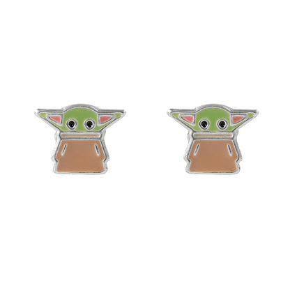 Star Wars The Mandalorian Sterling Silver Enamel Grogu Baby Yoda Stud Earrings