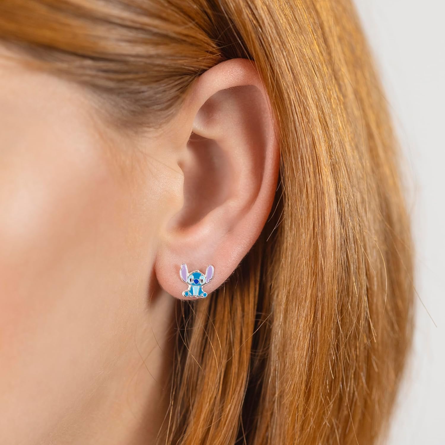 Disney Stitch Womens Sterling Silver Enamel Stud Earrings