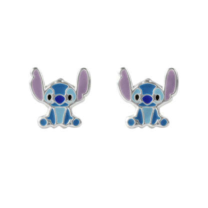 Disney Stitch Womens Sterling Silver Enamel Stud Earrings