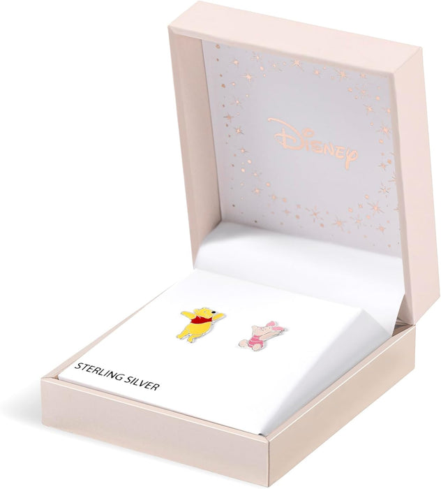 Disney Winnie The Pooh & Piglet Mismatched Sterling Silver Enamel Stud Earrings