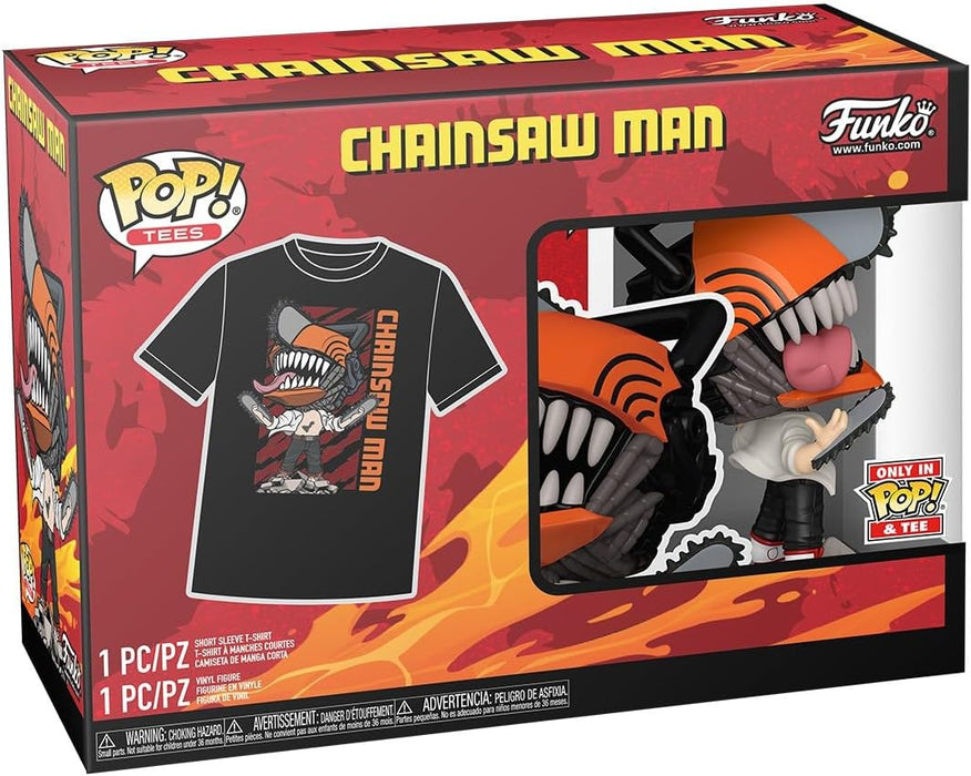 Funko Pop! & Tee: Chainsaw Man Leaping - Small - T-Shirt - Clothes With Collectable Vinyl Figure - Gift Idea - Toys and Short Sleeve Top for Adults Unisex Men and Women - Official Merchandise