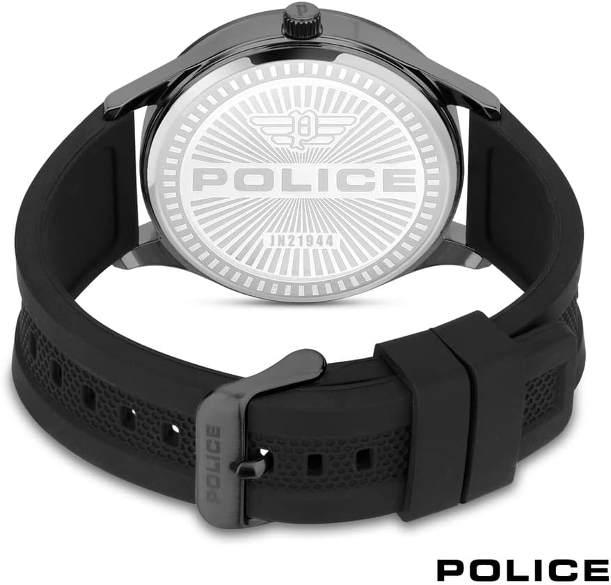 Police Laser Black Multi Dial Black Silicone Strap Watch
