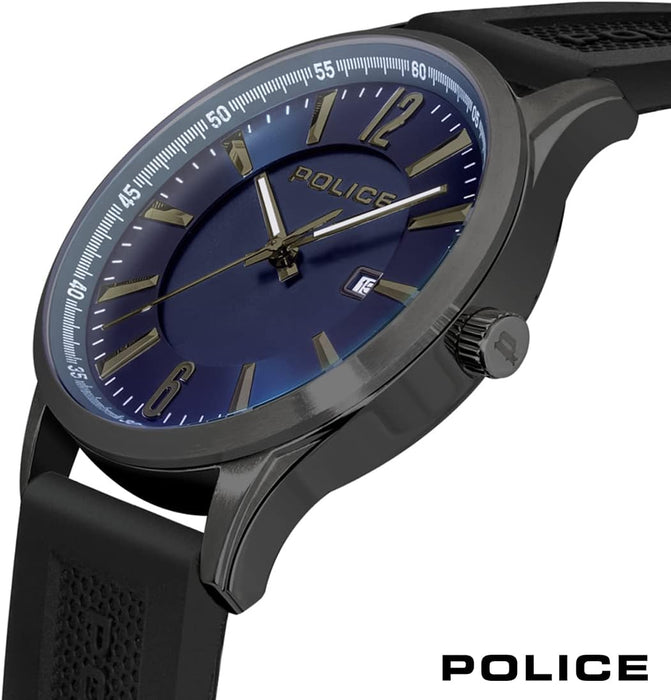 Police Laser Black Multi Dial Black Silicone Strap Watch