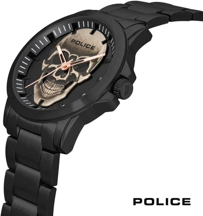 Police Flick Black Skull Dial Watch