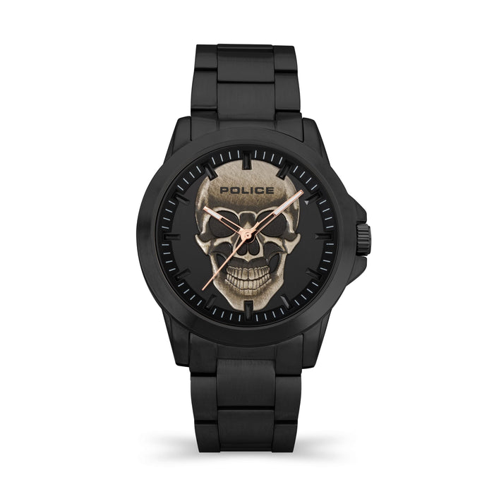 Police Flick Black Skull Dial Watch