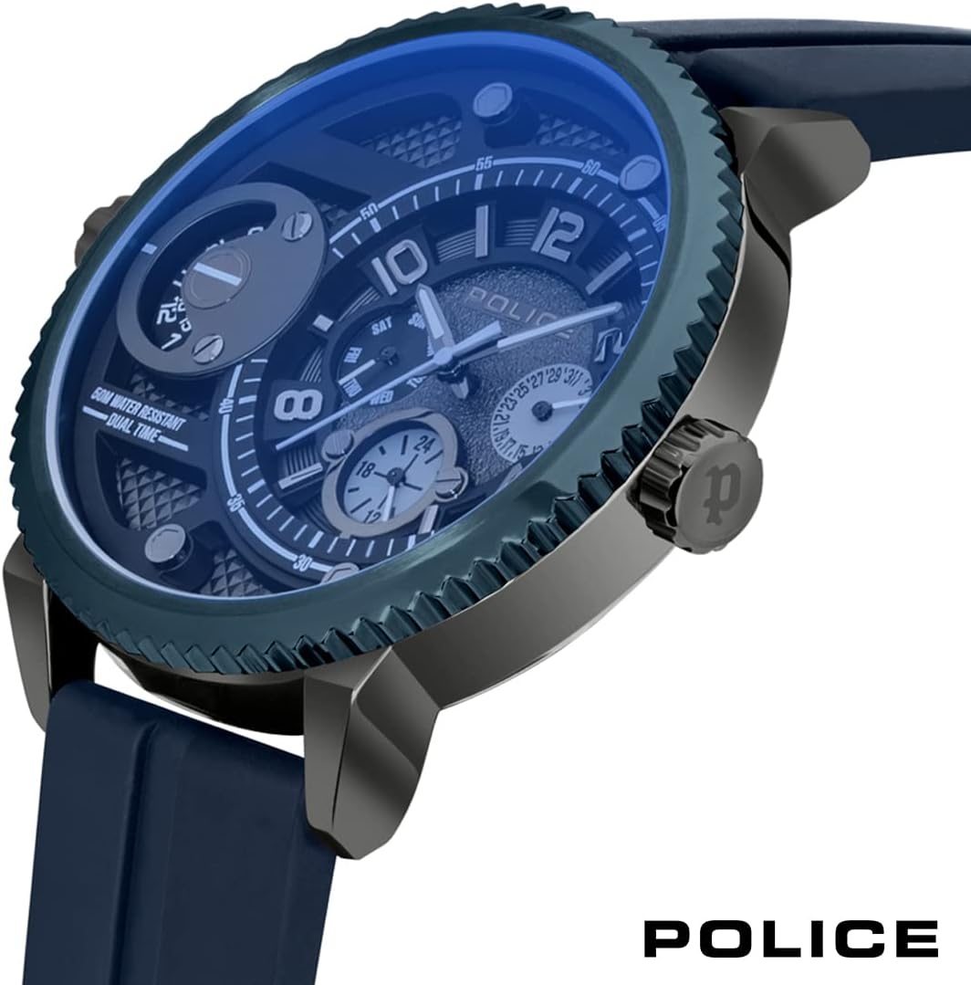 Police Ray Gun Multi Dial Grey Silicone Strap Watch