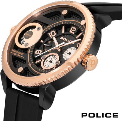 Police Ray Black/RGP Multi Dial Black Silicone Strap Watch