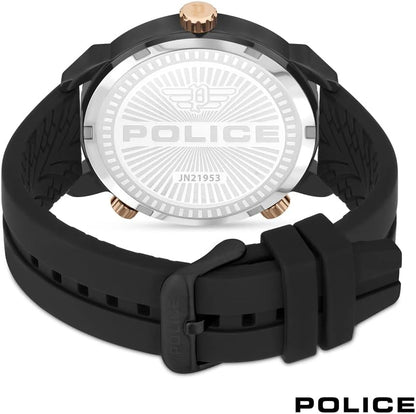 Police Ray Black Multi Dial Black Silicone Strap Watch