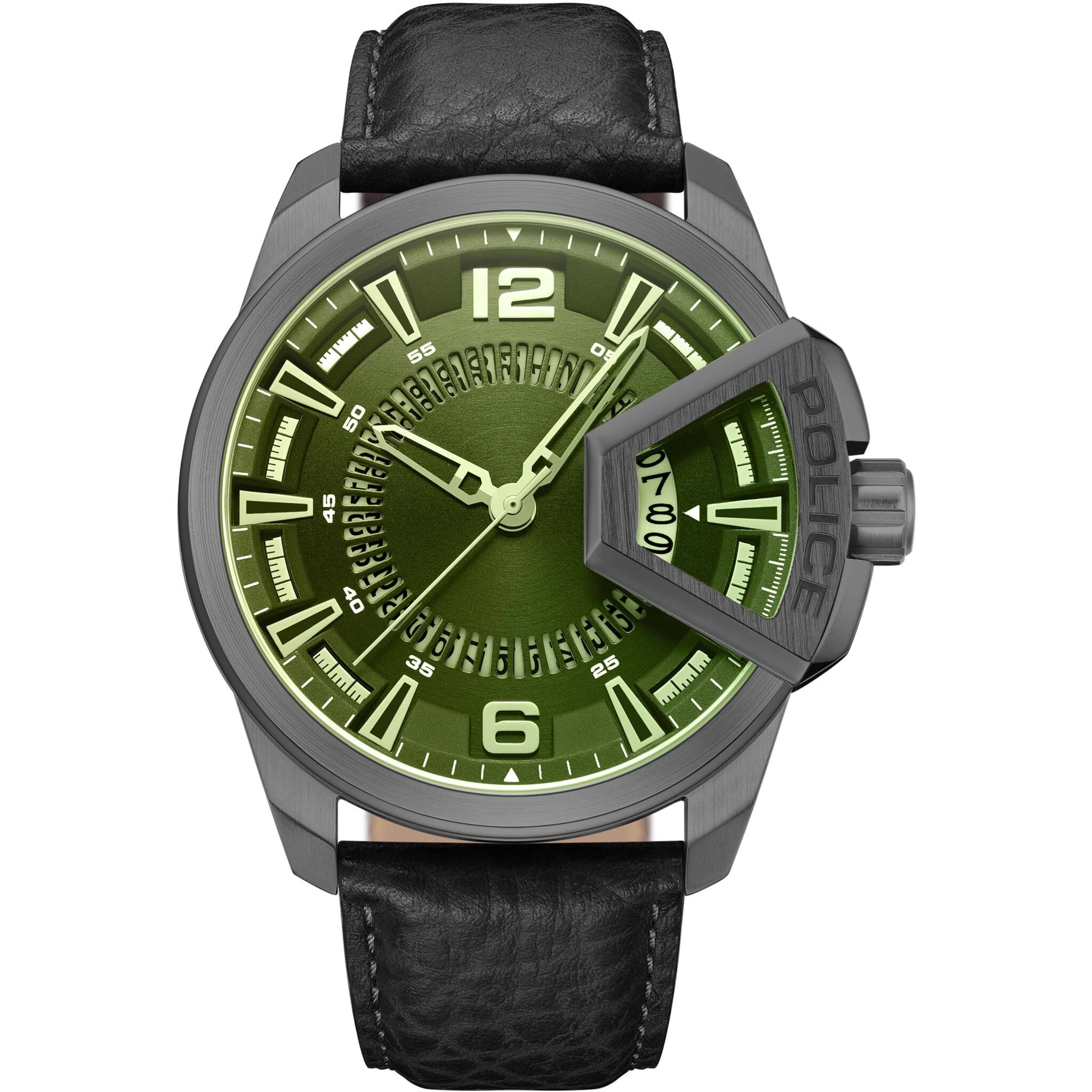 Police Green Underlined Watch
