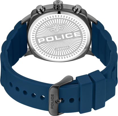 Police Tuneful Black Multi Dial Blue Silicone Strap Watch