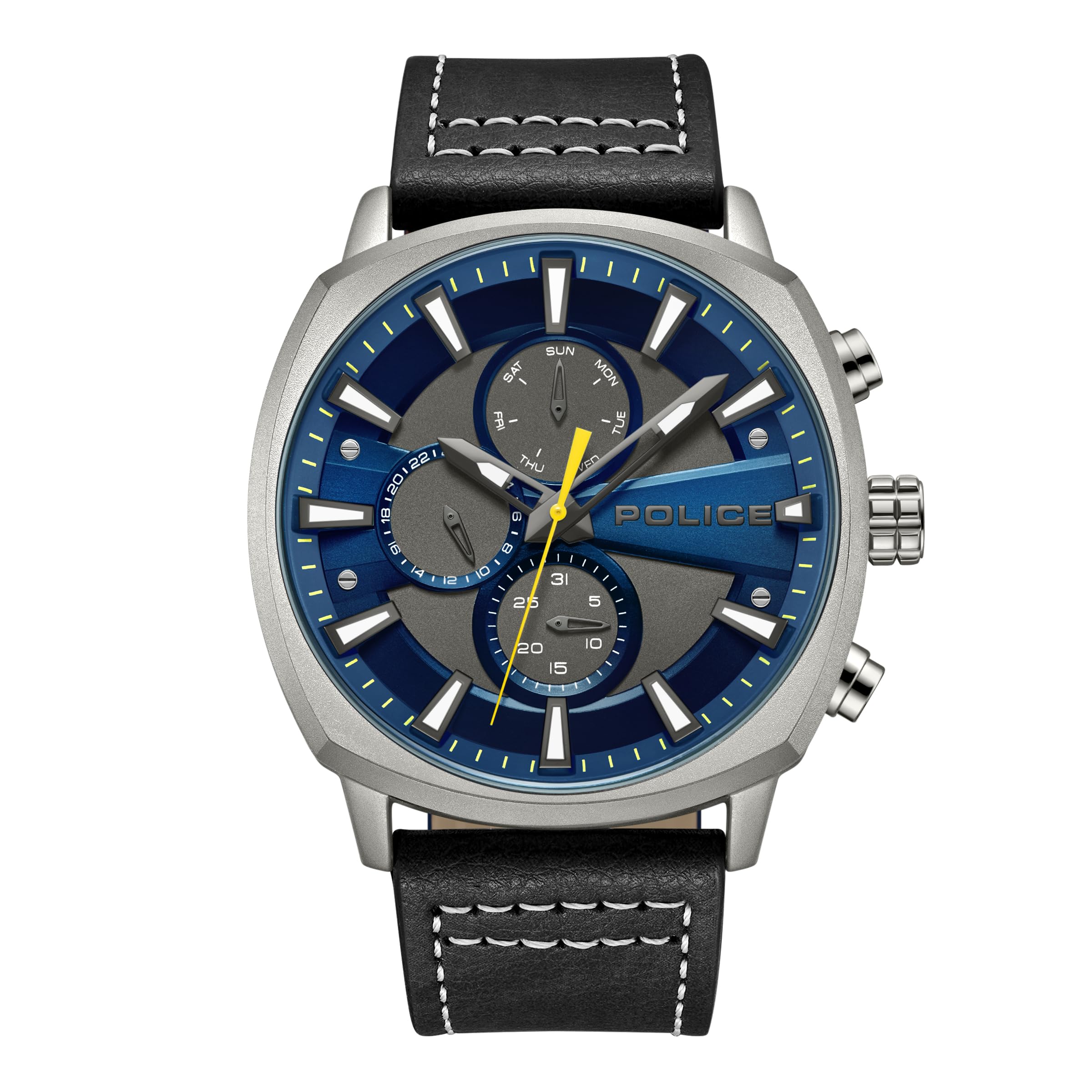 Police Tuneful Gun Multi Dial Black Strap Watch