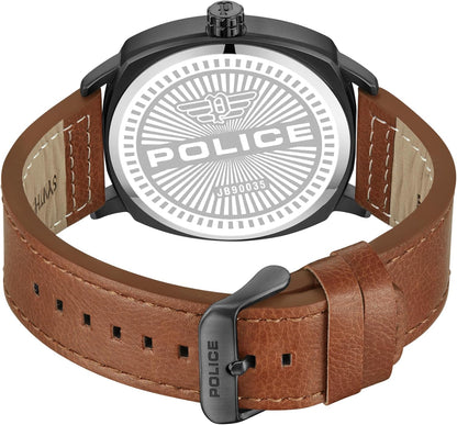 Police Urban Rebel Black Leather Strap Watch