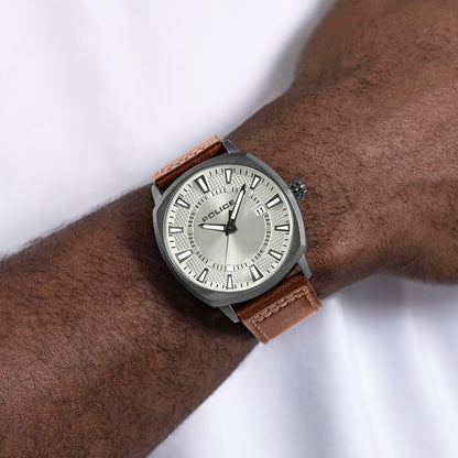 Police Urban Rebel Black Leather Strap Watch