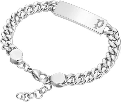 Police Mens Strip II Stainless Steel Chain Adjustable Bracelet: 19.5 cm