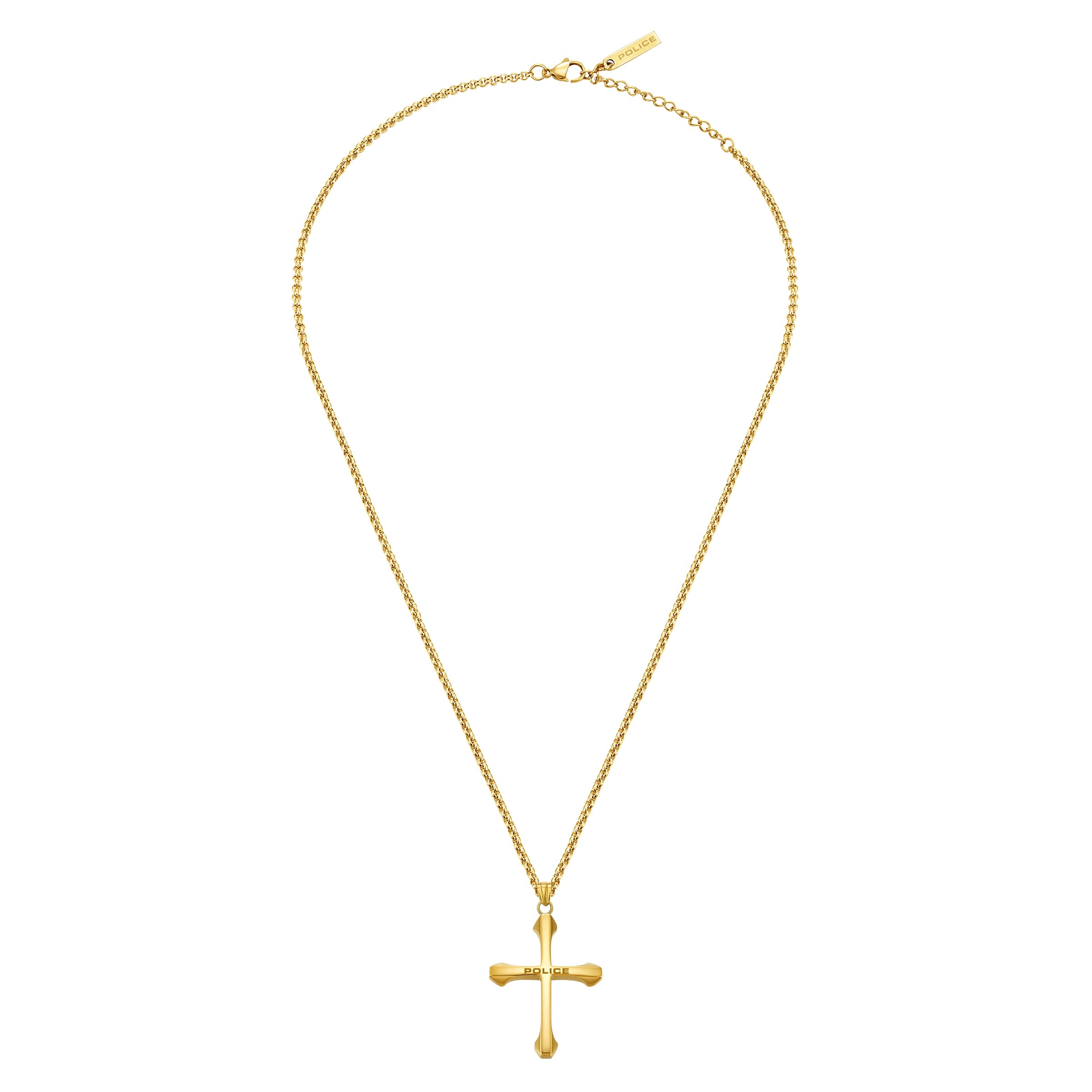 Police Men Saint II Stainless Steel Cross Adjustable Pendant Necklace
