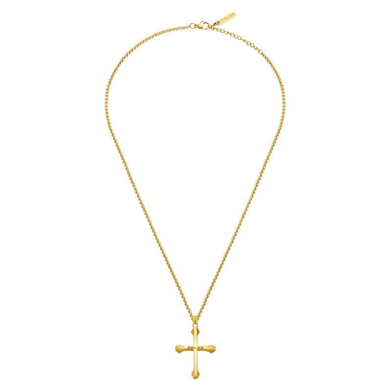 Police Men Saint II Stainless Steel Cross Adjustable Pendant Necklace