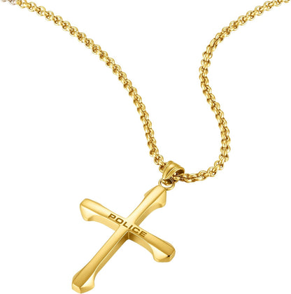 Police Men Saint II Stainless Steel Cross Adjustable Pendant Necklace