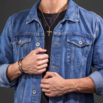 Police Men Saint II Stainless Steel Cross Adjustable Pendant Necklace