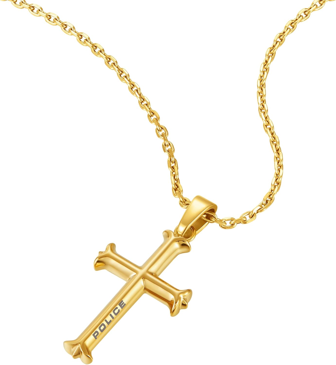 Police Men's Tacoma II Stainless Steel Gold Cross Adjustable Pendant Necklace 50cm