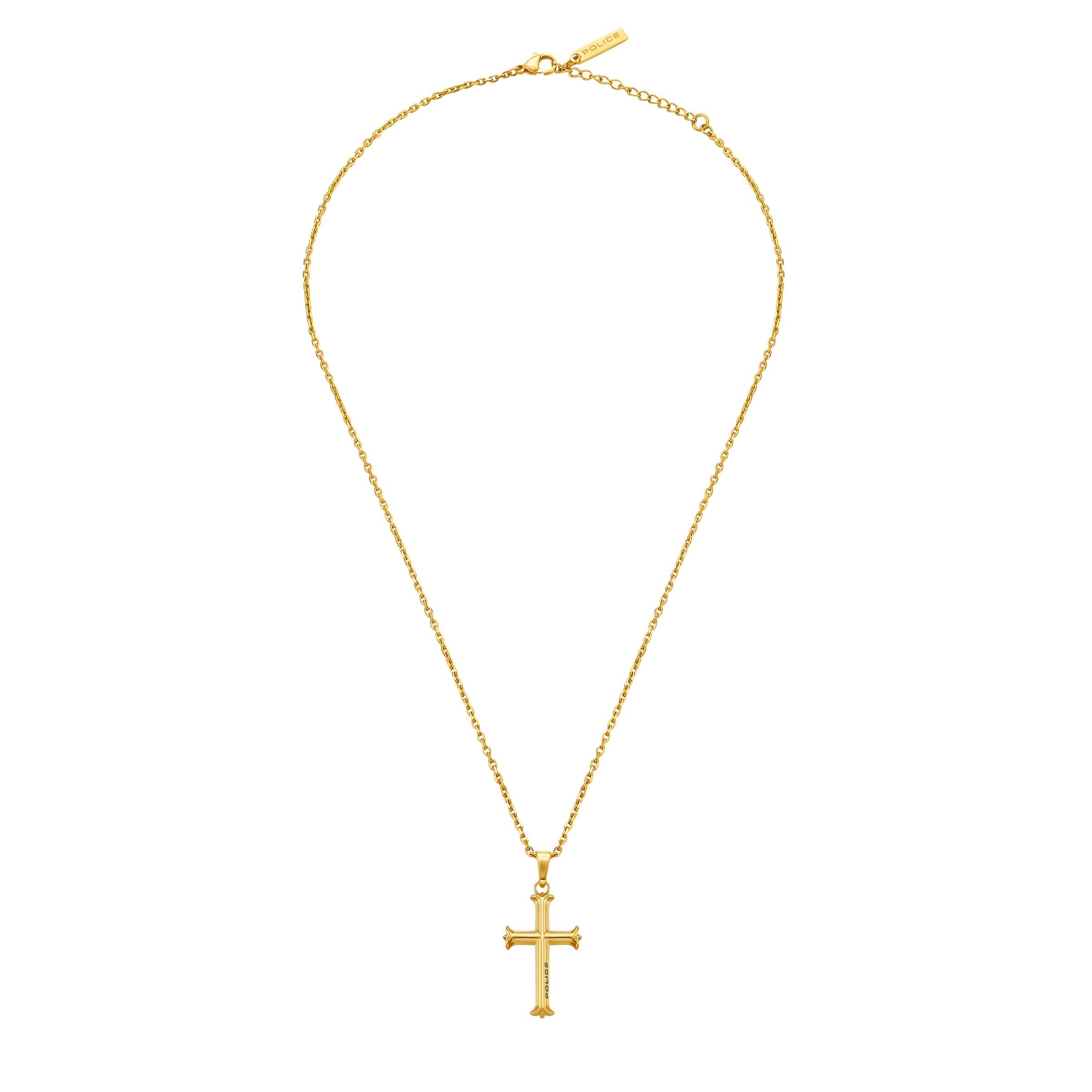 Police Men's Tacoma II Stainless Steel Gold Cross Adjustable Pendant Necklace 50cm