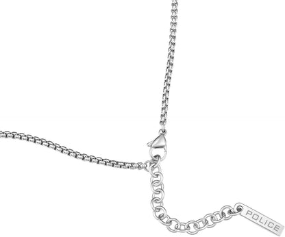 Police Men's Wire Black & Gold Plated Stainless Steel Necklace with Tag Pendant and Lobster Clasp 50cm