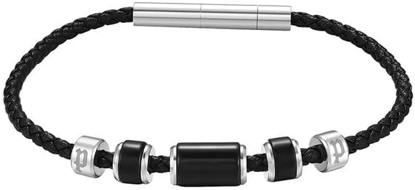 Police Plaint Gun Navy & Charcoal Emblem Woven Cord Bracelet