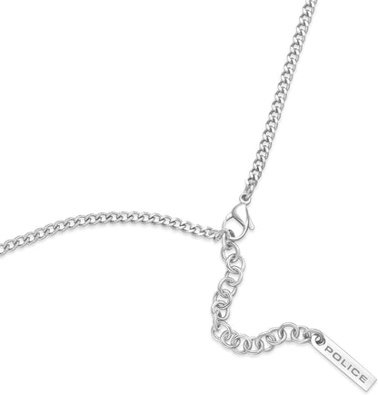 Police Men's Stainless Steel Vertex 3D Skull Chain Pendant Necklace, silver
