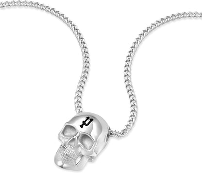 Police Men's Stainless Steel Vertex 3D Skull Chain Pendant Necklace, silver