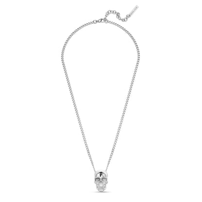 Police Men's Stainless Steel Vertex 3D Skull Chain Pendant Necklace, silver