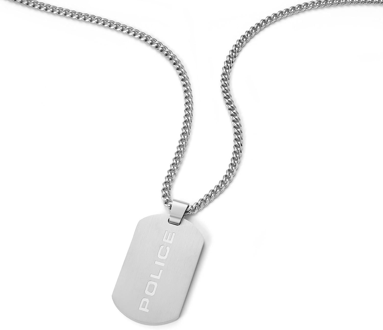 Police Men's Pontevedra Stainless Steel Dog tag Chain Necklace