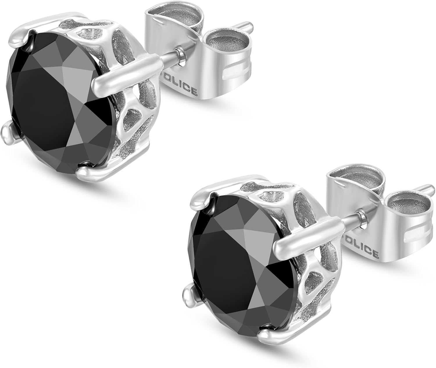 Police Soul Ss Black Stone Stud Earrings