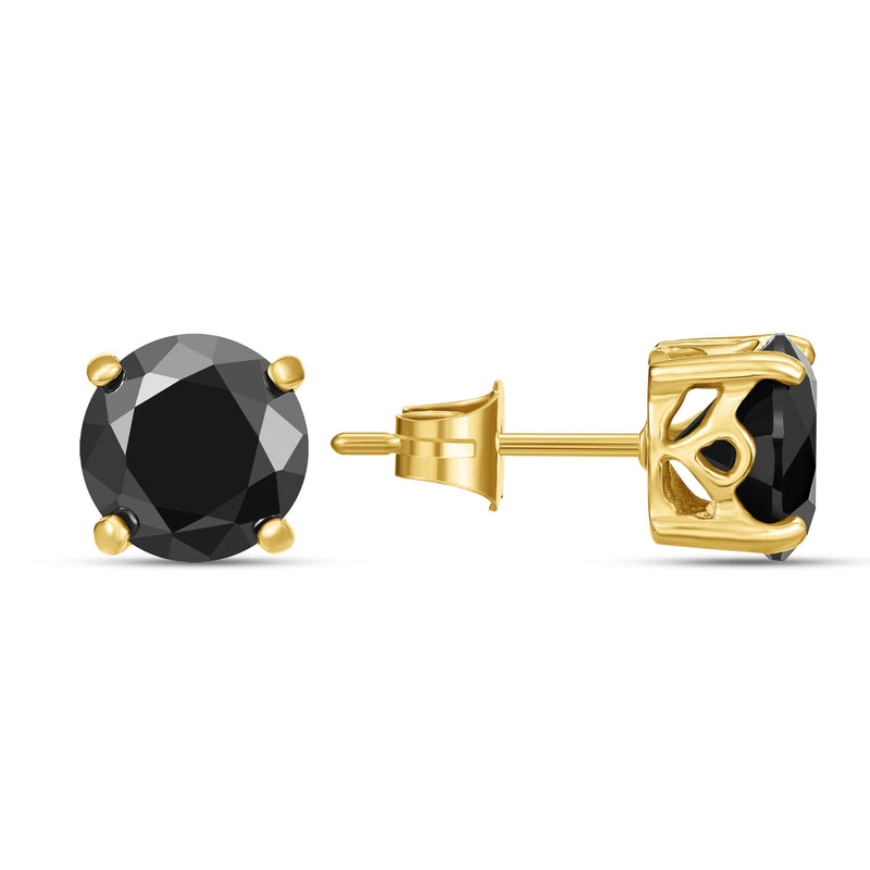POLICE Men's Stainless Steel Soul Gold Plated Black Stone Stud Earrings