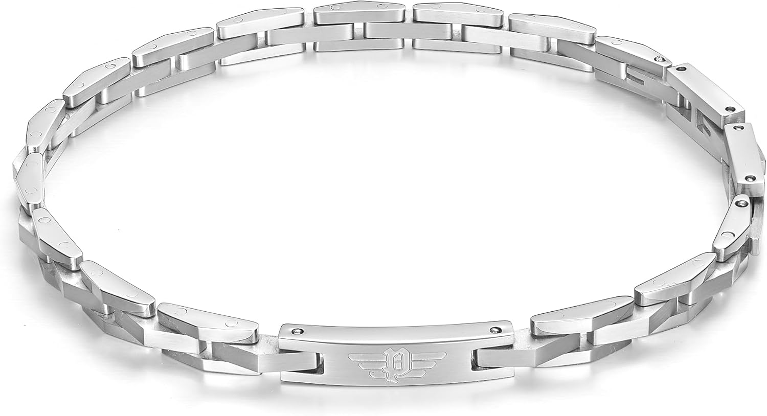 Police Men's Coil Stainless Steel Hardware Wing logo Slim Bracelet