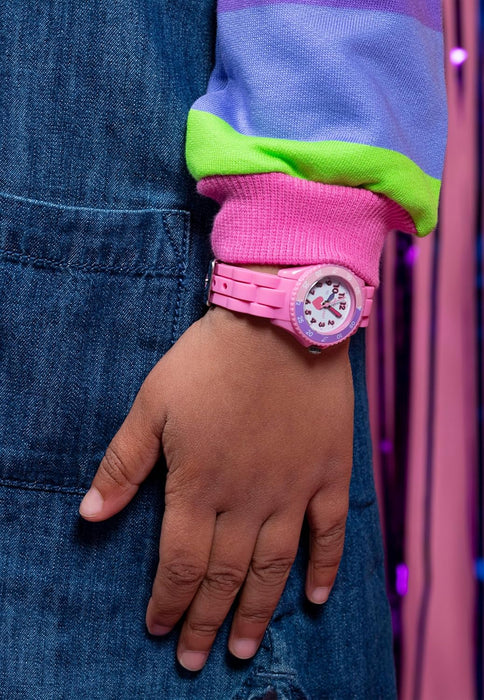 Tikkers Girls Pink Silicone Strap Heart Time Teacher Watch TK0003