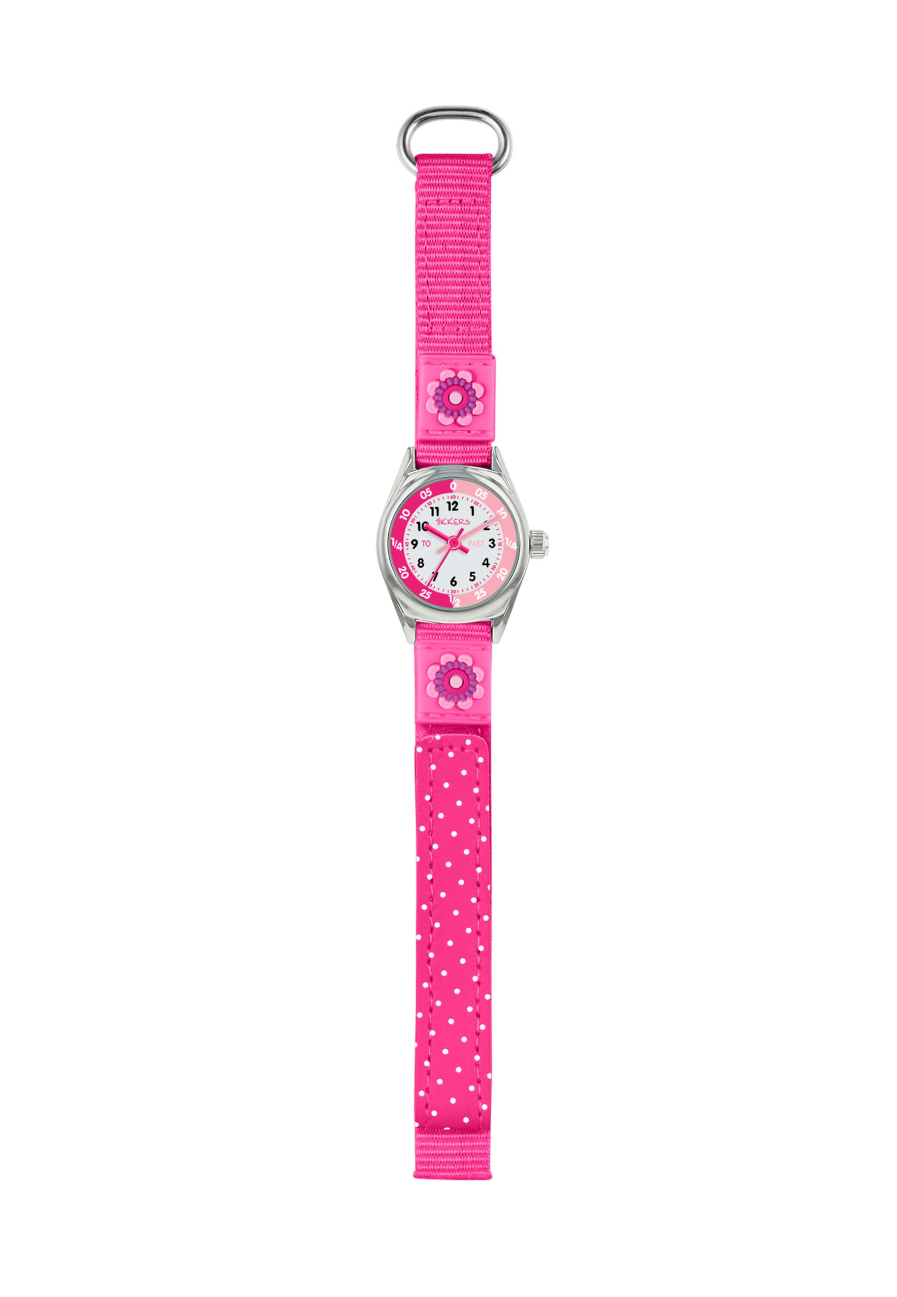 Tikkers Girls Pink Canvas Strap Flower Time Teacher Watch TK0119