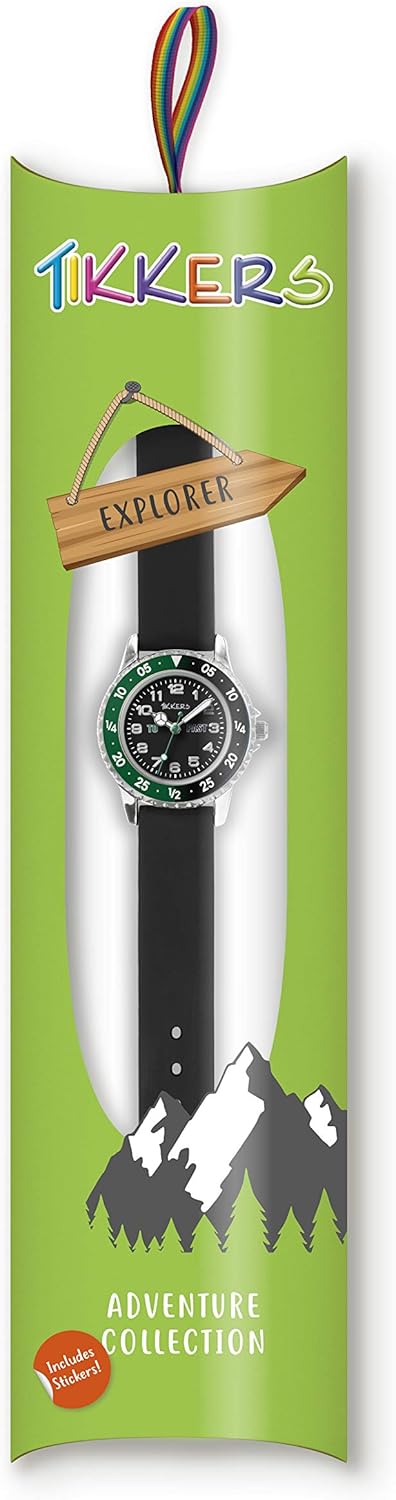 Tikkers Boys Black Silicone Strap Time Teacher Watch TK0139