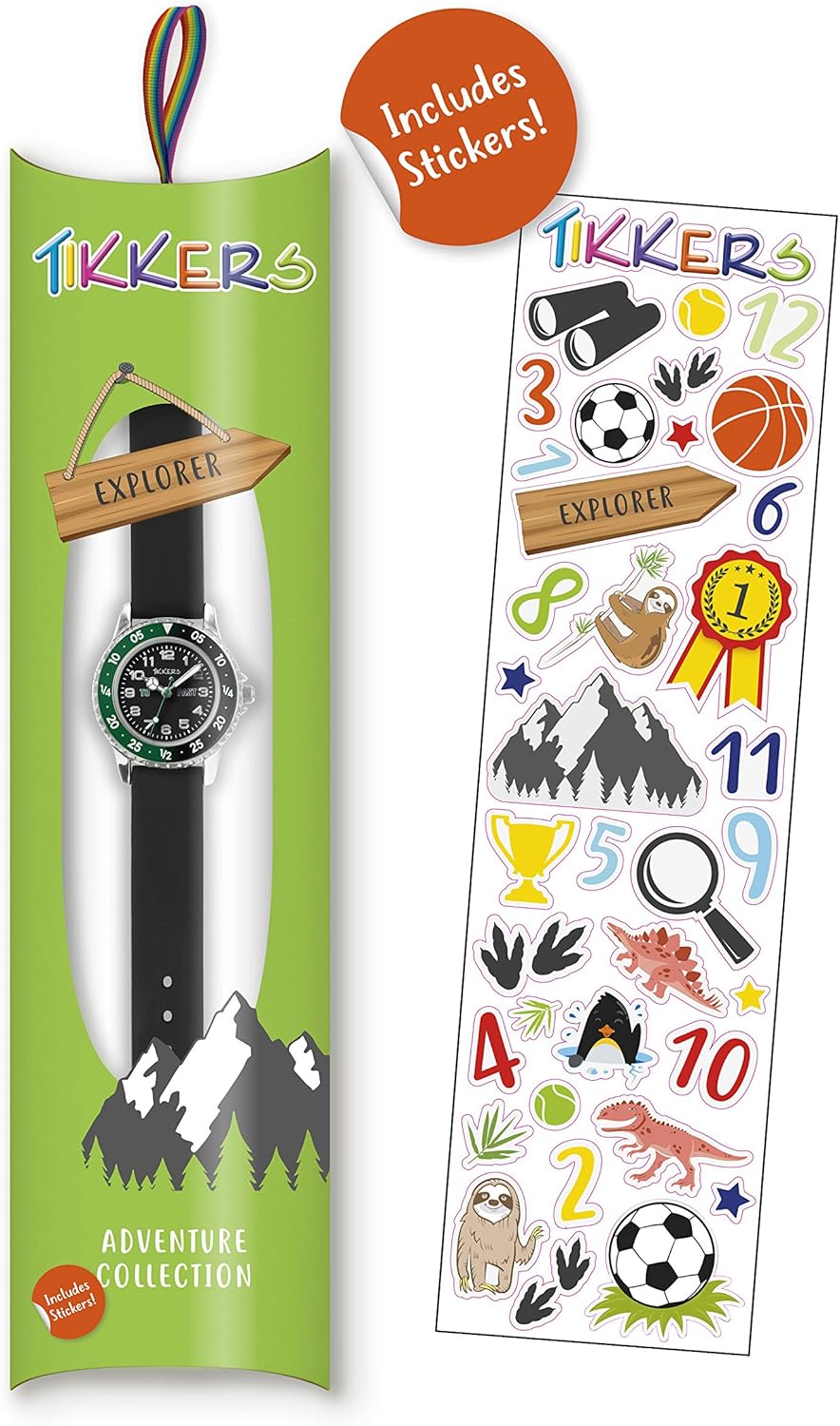 Tikkers Boys Black Silicone Strap Time Teacher Watch TK0139