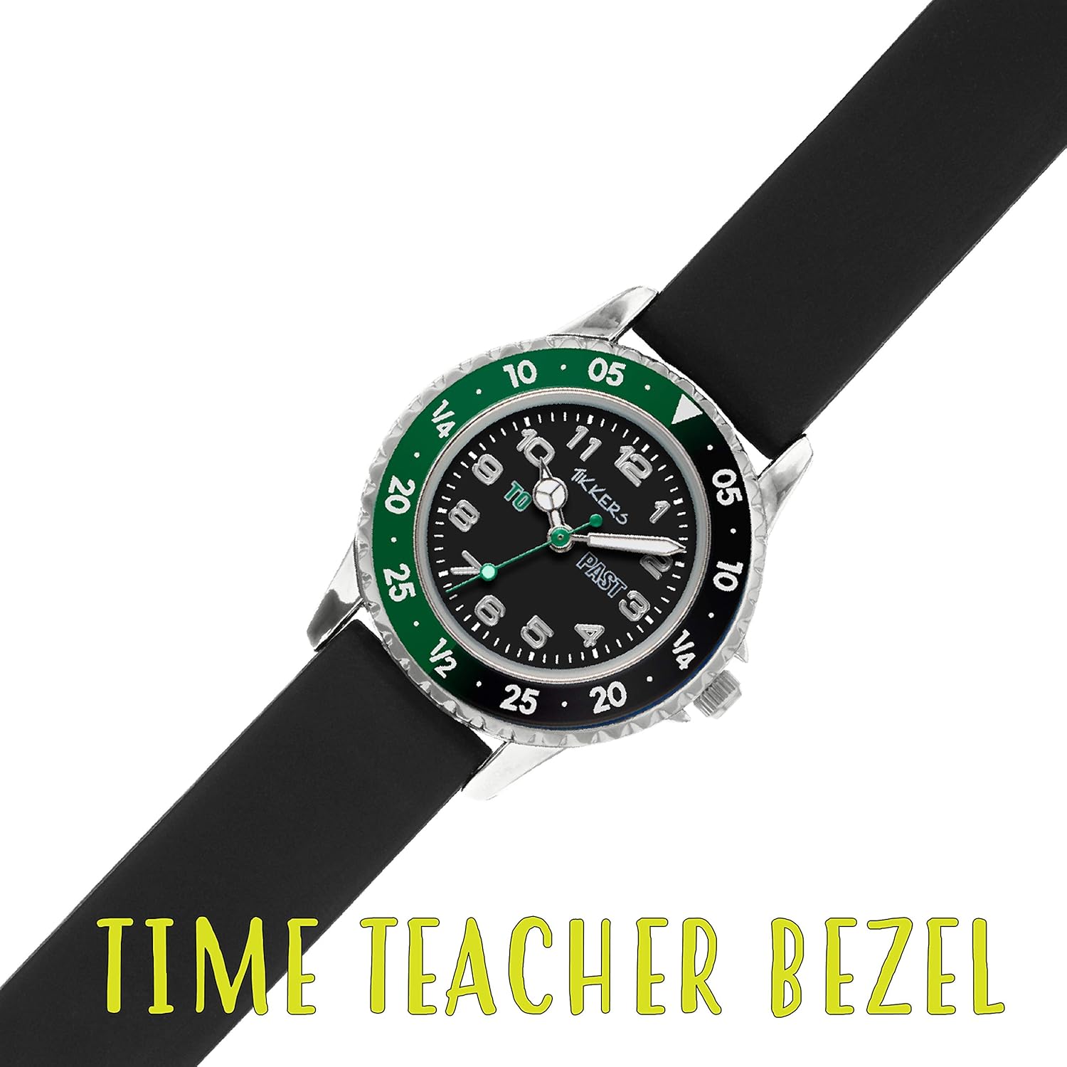 Tikkers Boys Black Silicone Strap Time Teacher Watch TK0139