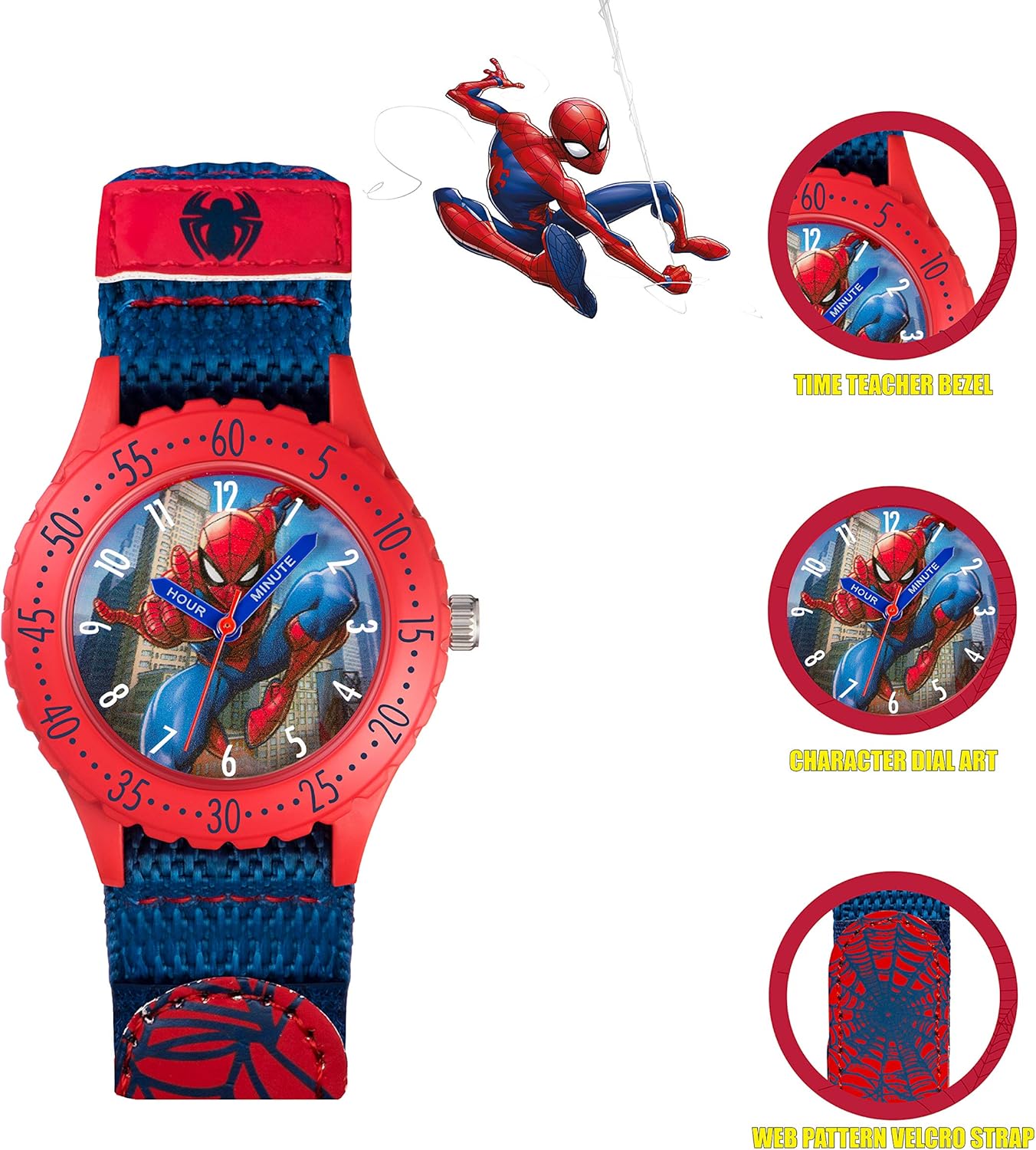 Disney Marvel Spiderman Blue Canvas Strap Watch SPD3495