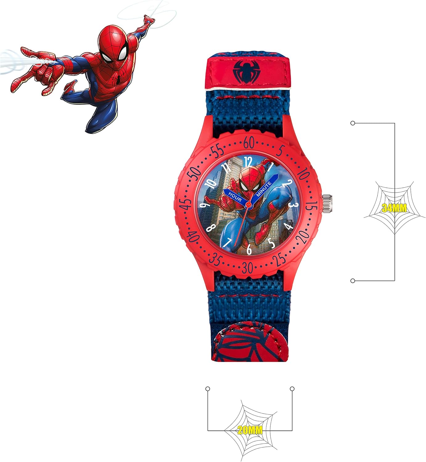 Disney Marvel Spiderman Blue Canvas Strap Watch SPD3495