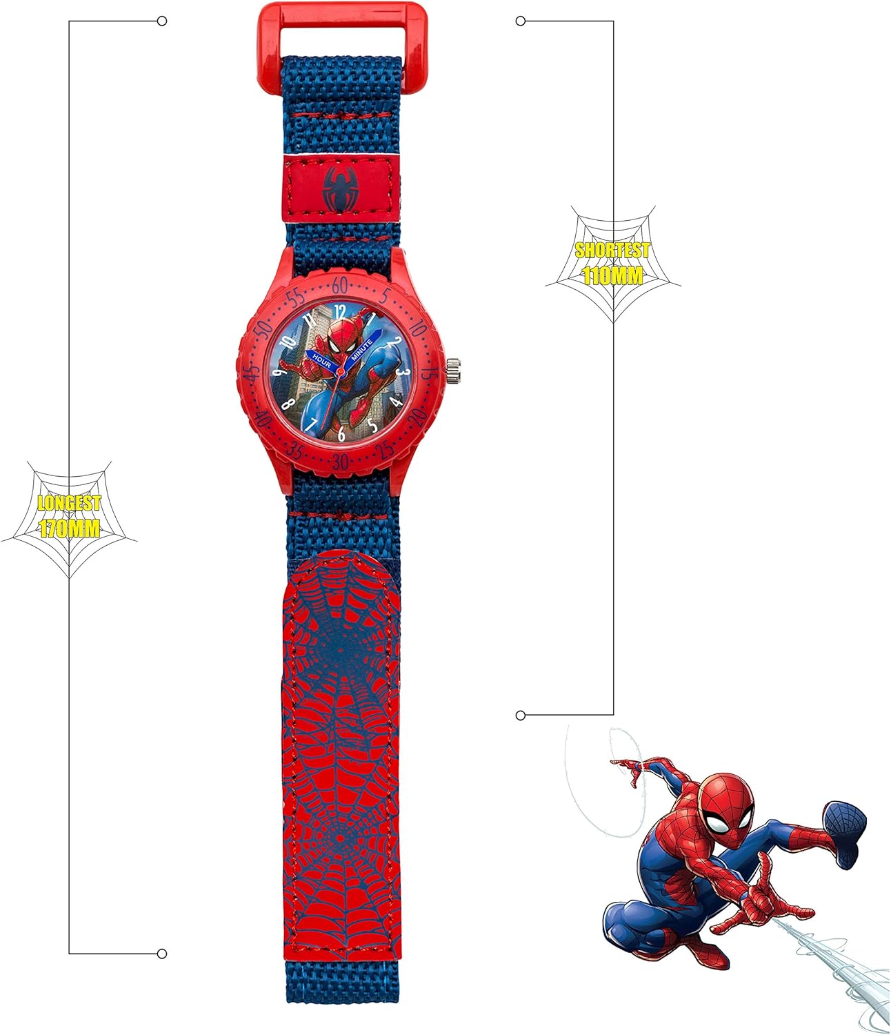 Disney Marvel Spiderman Blue Canvas Strap Watch SPD3495