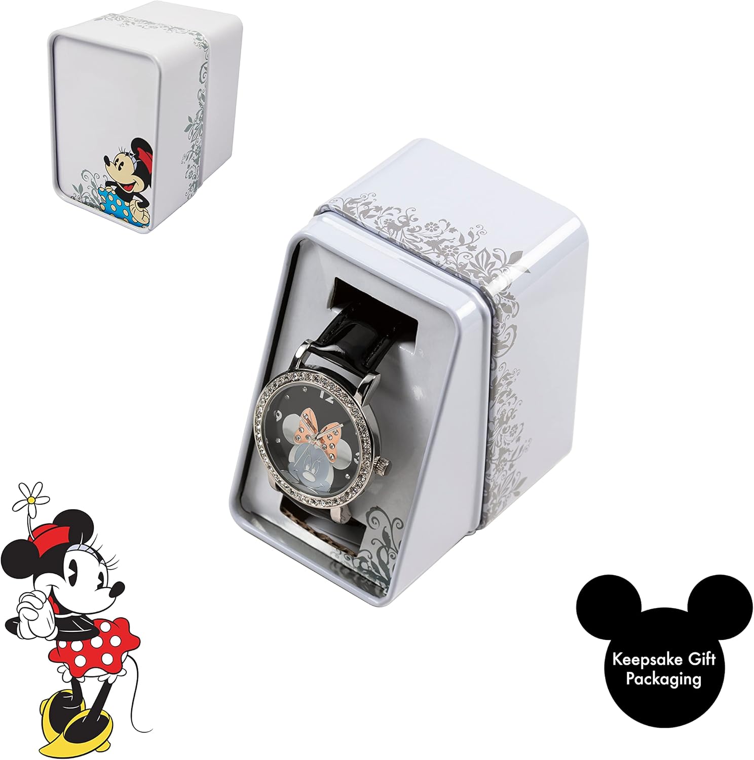 Minnie Mouse Women's Analogue Quartz Watch with Polyurethane Strap - MN1149 (White
