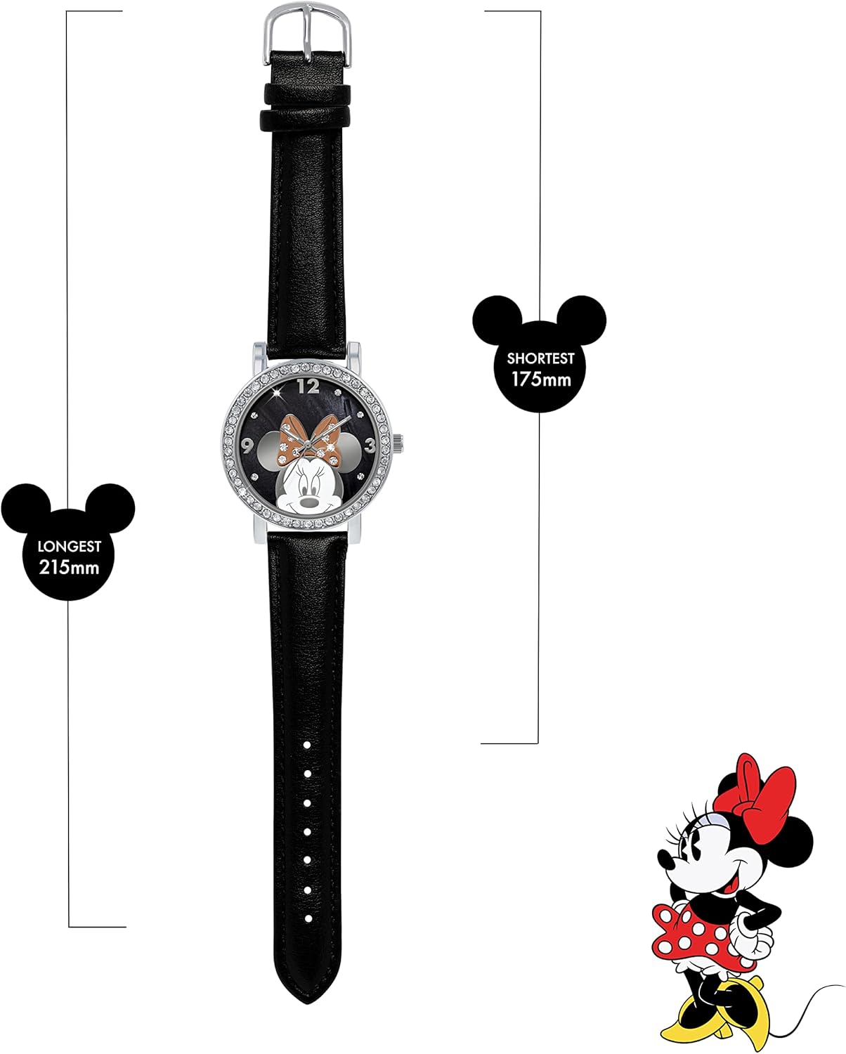 Minnie Mouse Women's Analogue Quartz Watch with Polyurethane Strap - MN1149 (White