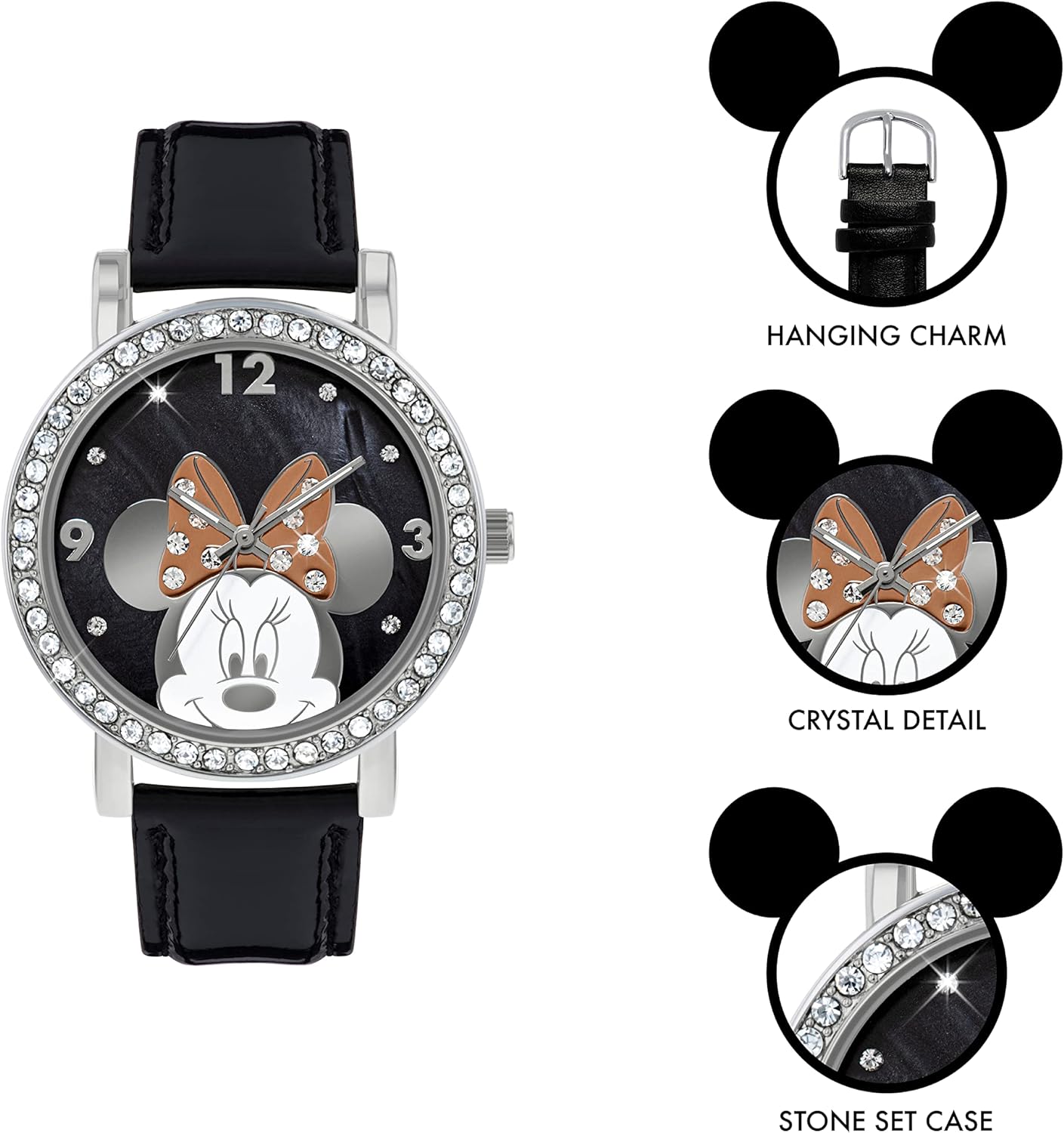 Minnie Mouse Women's Analogue Quartz Watch with Polyurethane Strap - MN1149 (White
