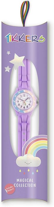 Tikkers Girls Purple Silicone Strap Unicorn Dial Time Teacher Watch TK0147
