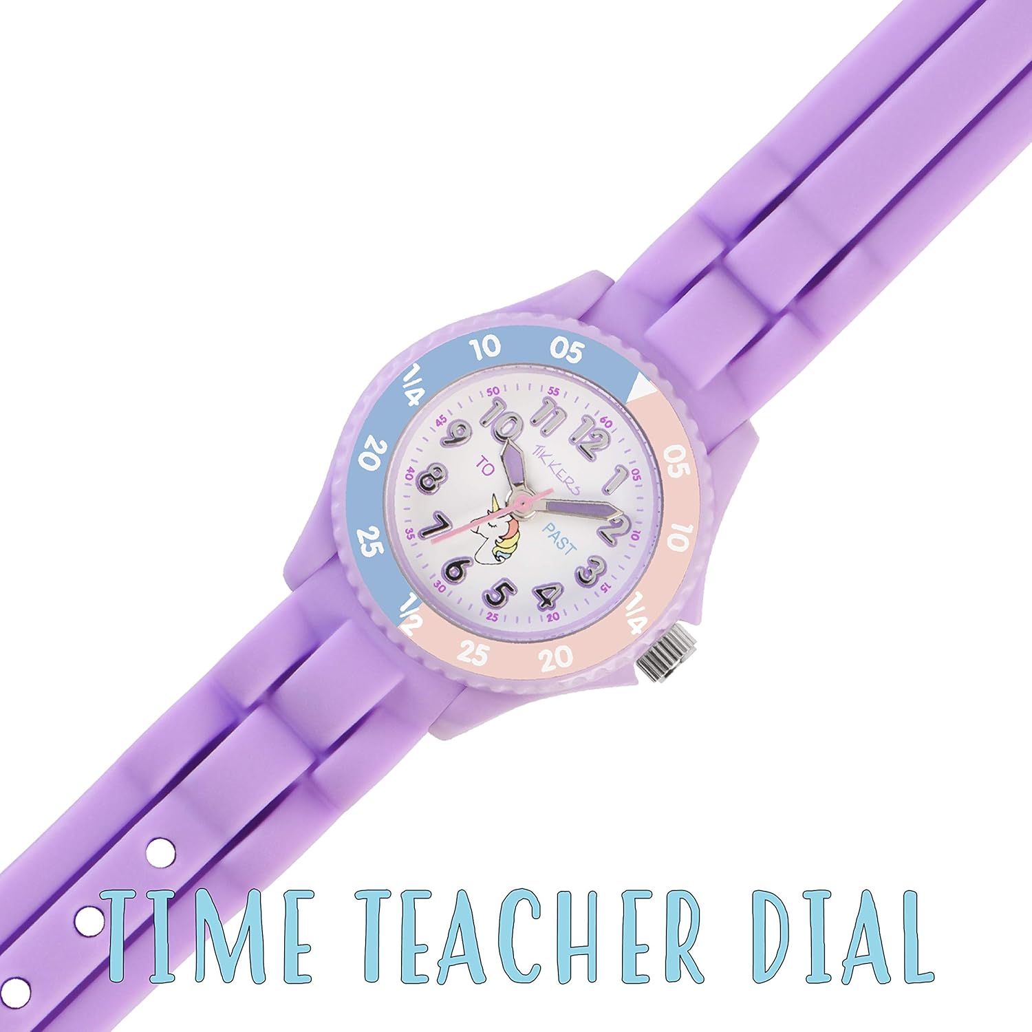 Tikkers Girls Purple Silicone Strap Unicorn Dial Time Teacher Watch TK0147