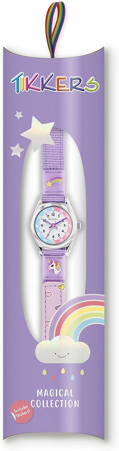 Tikkers Girls Purple Fabric Rip Strap Unicorn Watch TK0148